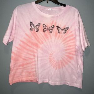 adorable tie dye crop tee from garage!! has cute butterflies across the front